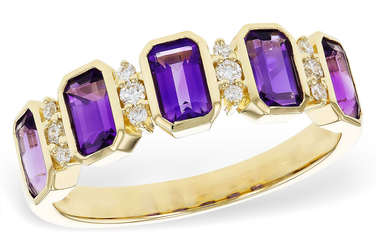Allison Kaufman Amethyst & Diamond Ring in 14K Yellow Gold, 1.30 ctw