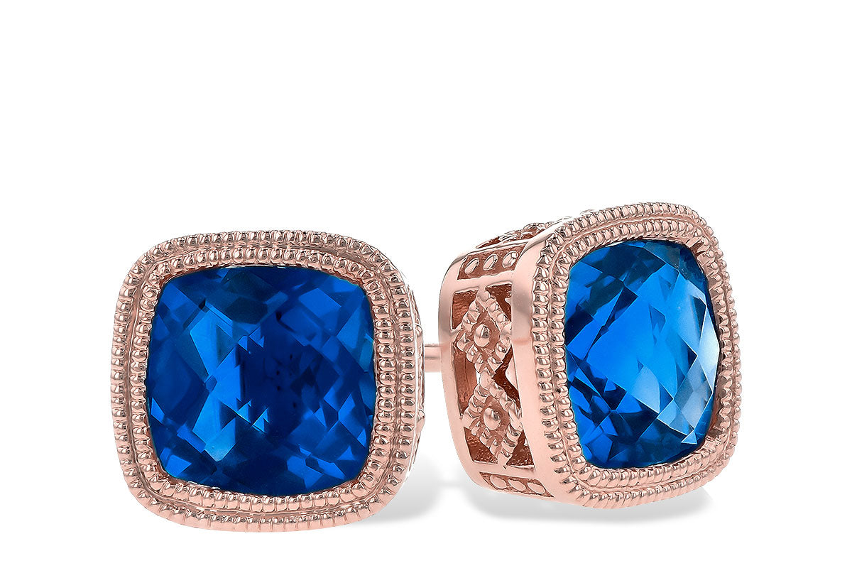 Allison Kaufman London Blue Topaz Earrings in 14K Rose Gold, 2.20 ctw
