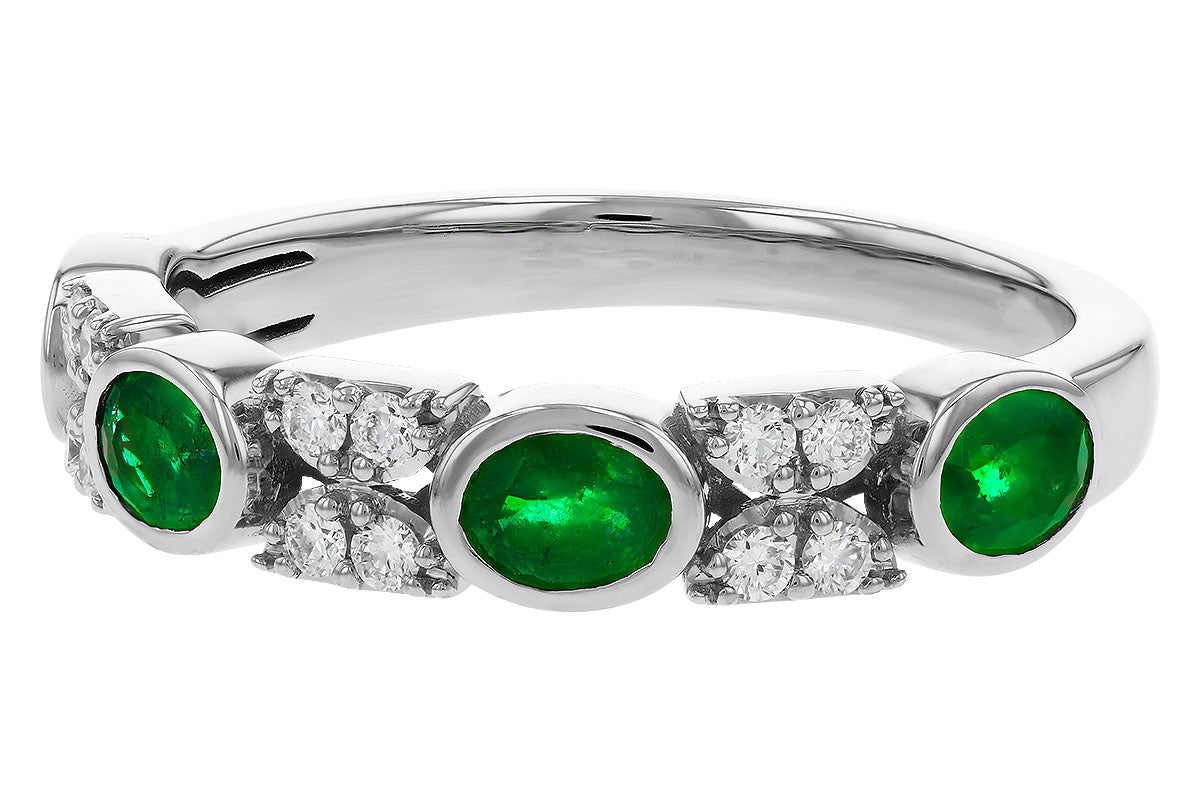 Allison Kaufman Emerald & Diamond Wedding Band in 14K White Gold, 0.68 ctw, alternate view