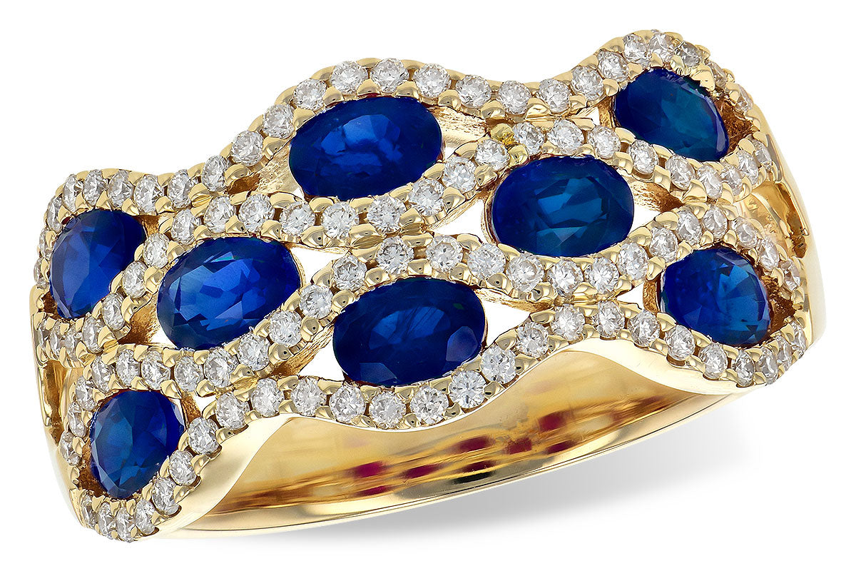 Allison Kaufman Sapphire & Diamond Wedding Band in 14K Yellow Gold, 2.18 ctw