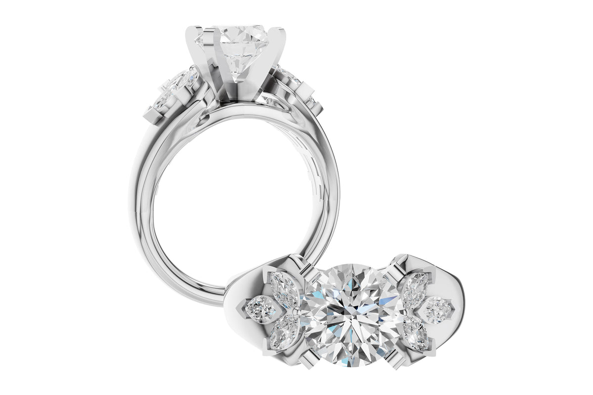 Allison Kaufman Fancy-Cut Diamond Engagement Ring Semi-Mount in 14K White Gold, 0.38 ctw, alternate view
