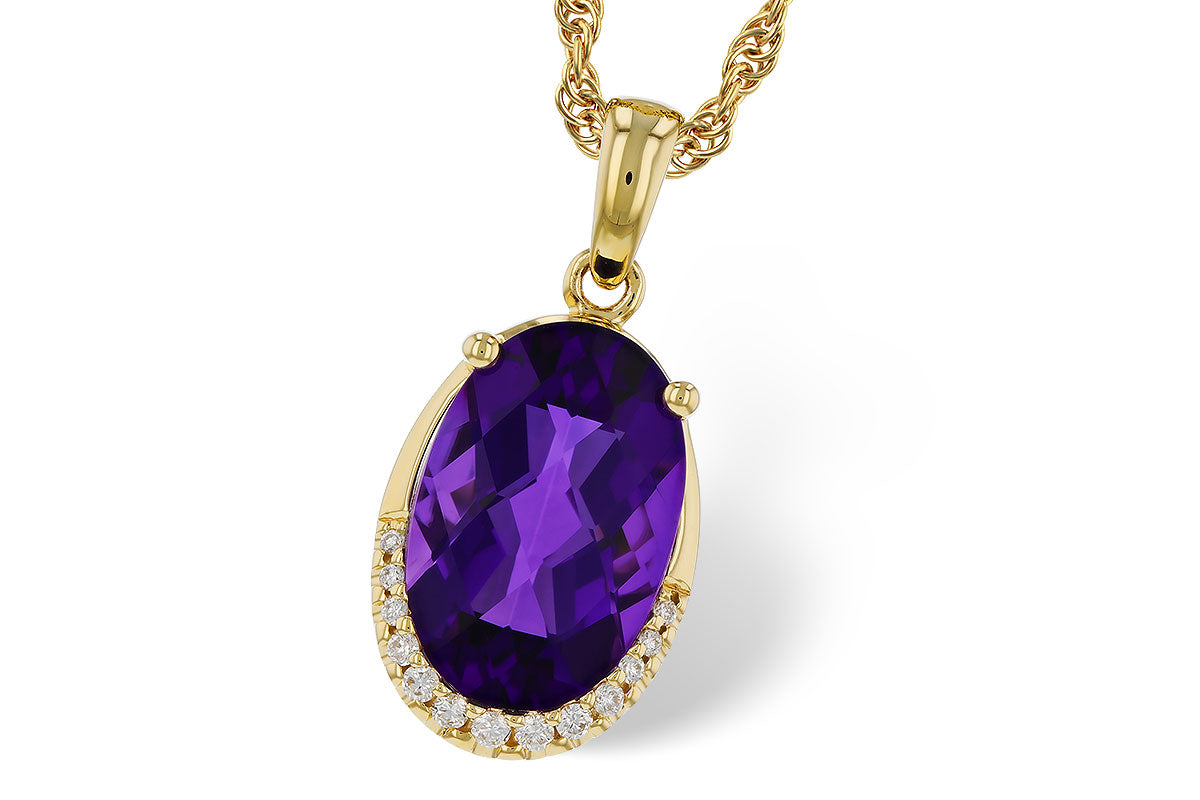 Allison Kaufman Amethyst & Diamond Necklace in 14K Yellow Gold, 2.76 ctw
