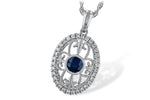 Allison Kaufman Sapphire & Diamond Necklace in 14K White Gold, 0.44 ctw