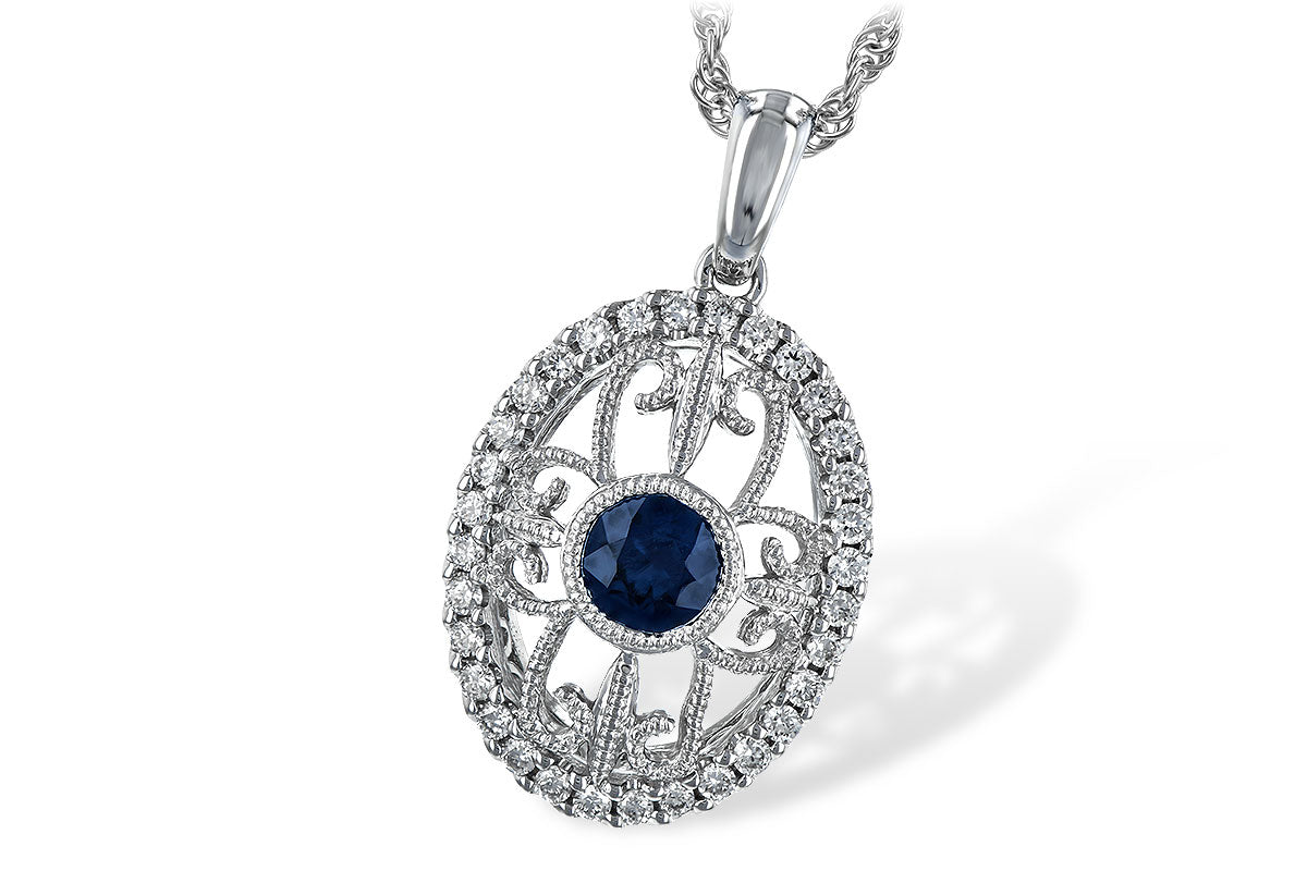 Allison Kaufman Sapphire & Diamond Necklace in 14K White Gold, 0.44 ctw
