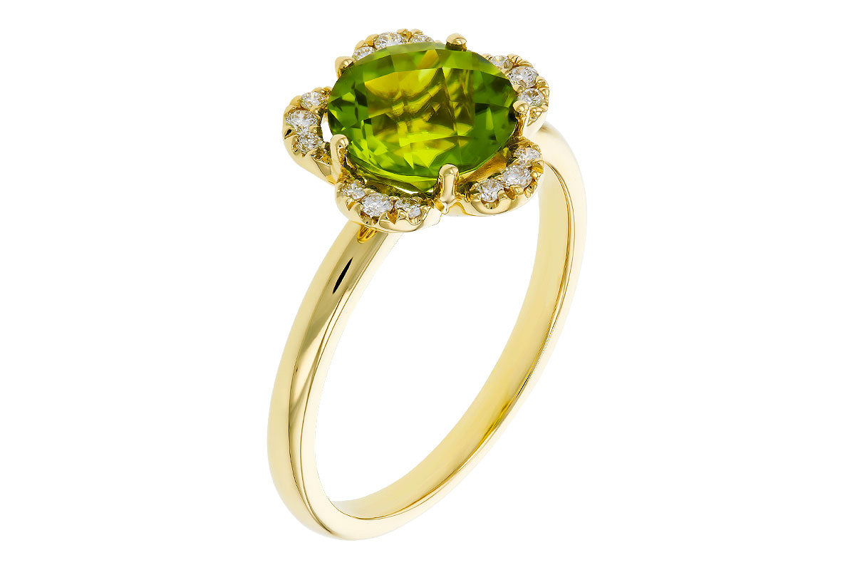 Allison Kaufman Peridot & Diamond Ring in 14K Yellow Gold, 2.28 ctw, alternate view