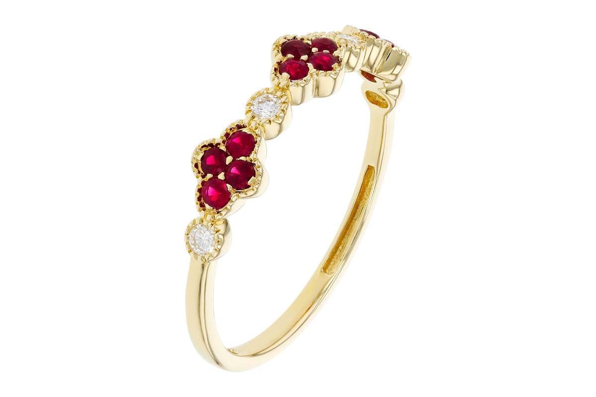 Allison Kaufman Ruby & Diamond Wedding Band in 14K Yellow Gold, 0.30 ctw, alternate view