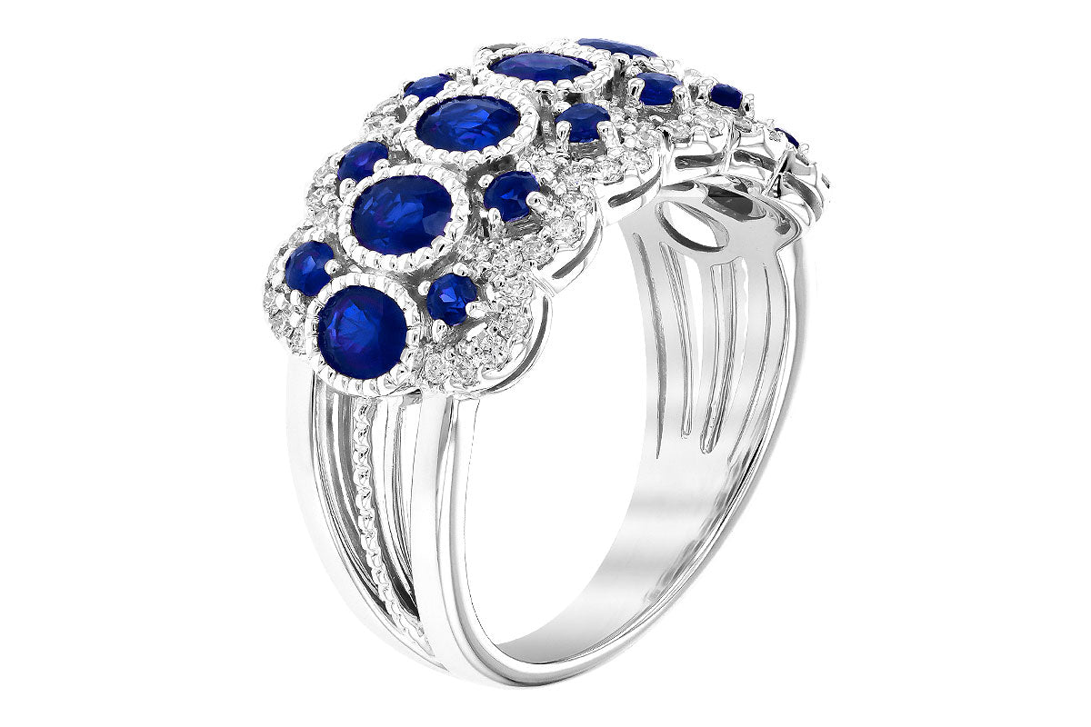 Allison Kaufman Sapphire & Diamond Wedding Band in 14K White Gold, 2.15 ctw, alternate view