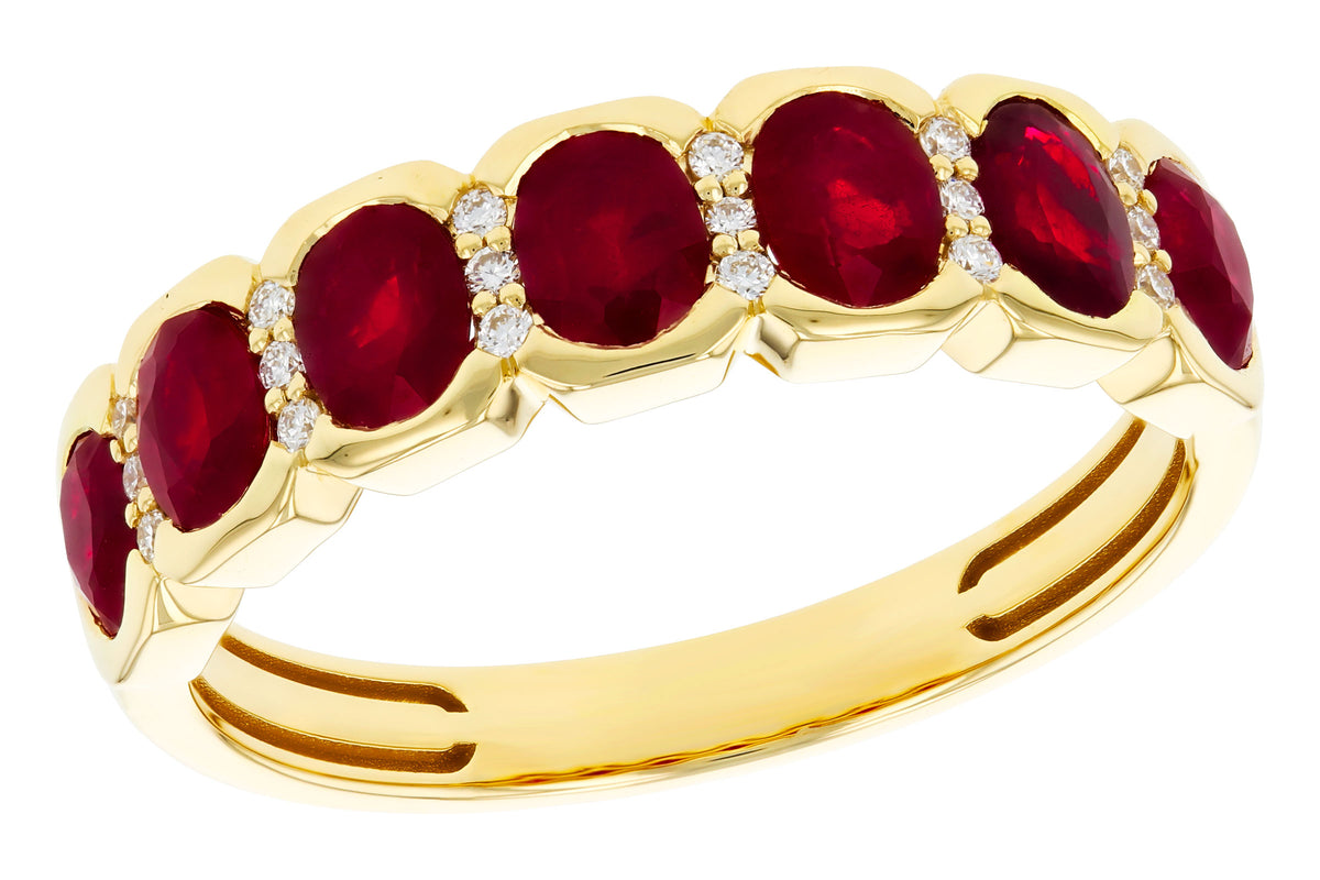 Allison Kaufman Ruby & Diamond Wedding Band in 14K Yellow Gold, 1.52 ctw