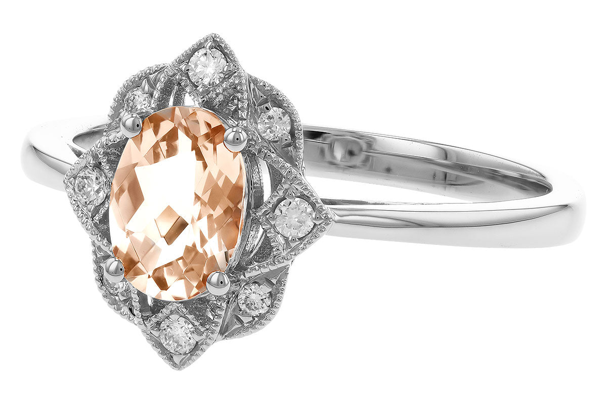 Allison Kaufman Morganite & Diamond Ring in 14K White Gold, 0.70 ctw, alternate view