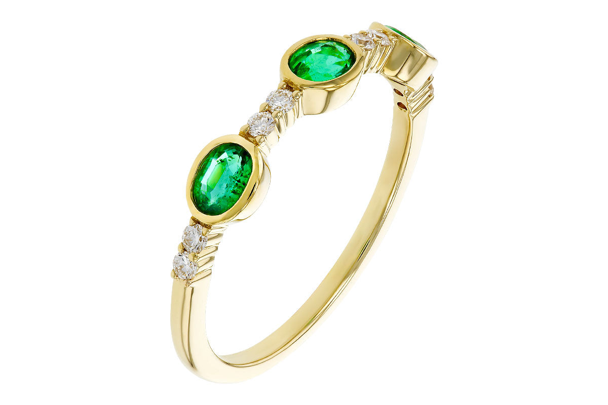 Allison Kaufman Emerald & Diamond Wedding Band in 14K Yellow Gold, 0.58 ctw, alternate view