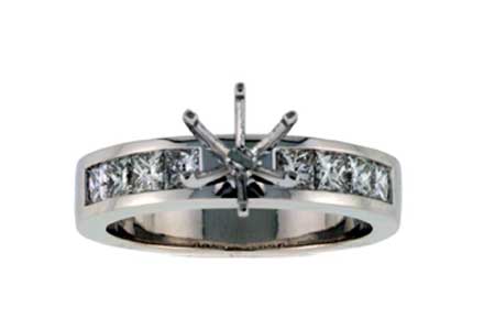 Allison Kaufman Princess-Cut Diamond Engagement Ring Semi-Mount in 14K White Gold, 0.72 ctw