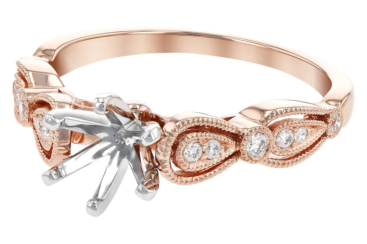 Allison Kaufman Diamond Engagement Ring Semi-Mount in 14K Rose Gold, 0.10 ctw, alternate view