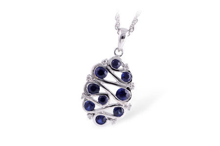 Allison Kaufman Sapphire & Diamond Necklace in 14K White Gold, 0.75 ctw