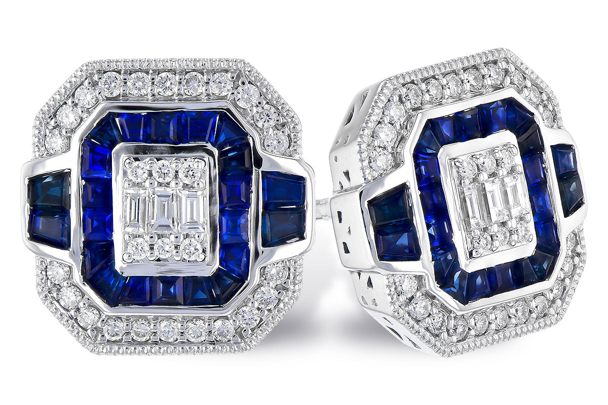 Allison Kaufman Sapphire & Diamond Earrings in 14K White Gold, 1.03 ctw