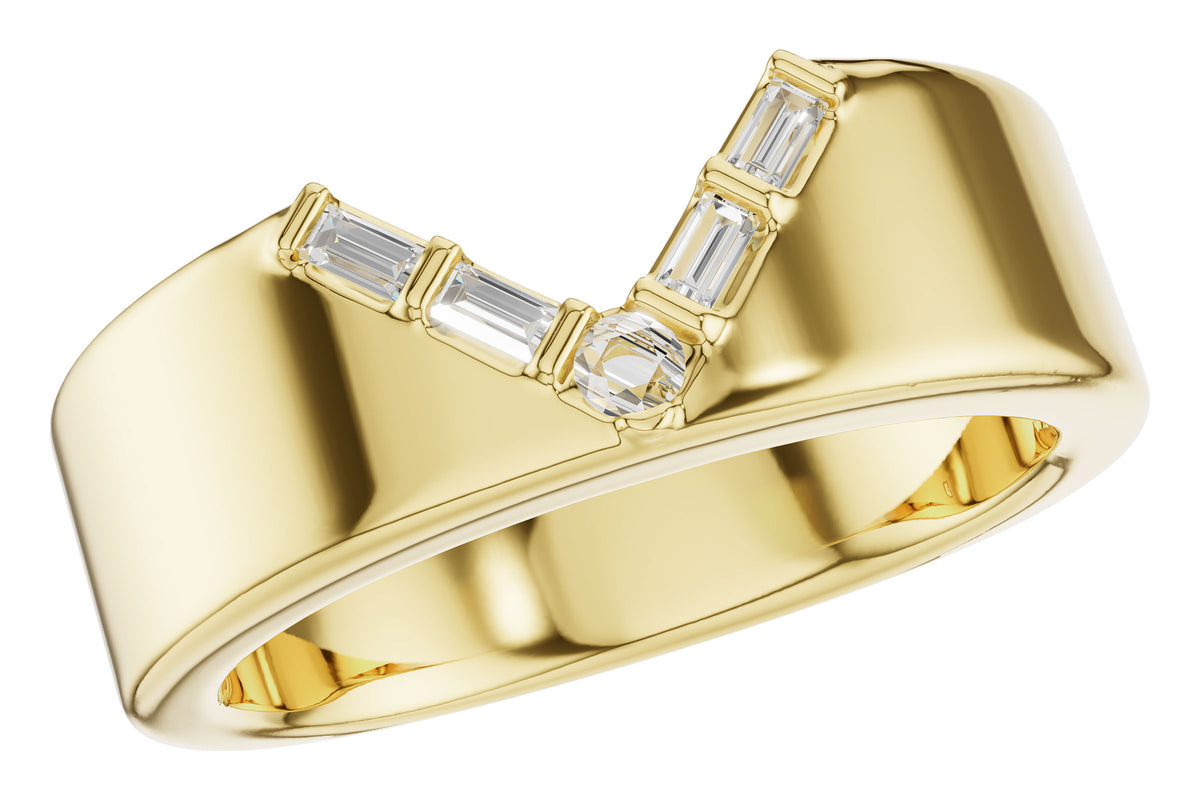 Allison Kaufman Baguette Diamond Wedding Band in 14K Yellow Gold, 0.11 ctw (W2741)