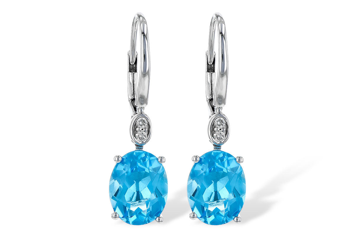 Allison Kaufman Blue Topaz & Diamond Earrings in 14K White Gold, 3.75 ctw