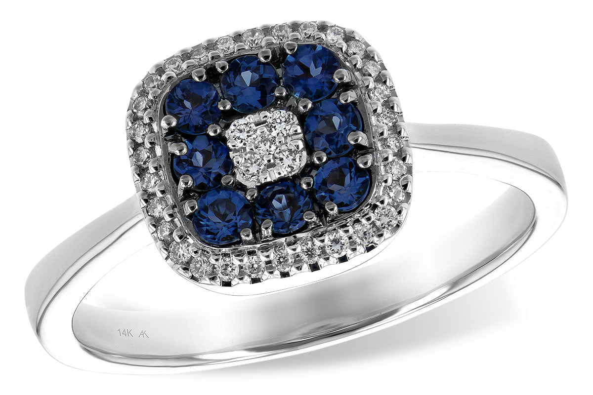 Allison Kaufman Sapphire & Diamond Ring in 14K White Gold, 0.45 ctw