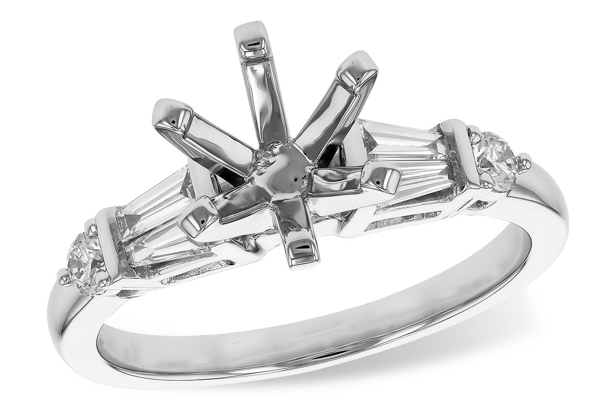Allison Kaufman Baguette Diamond Engagement Ring Semi-Mount in 14K White Gold, 0.34 ctw