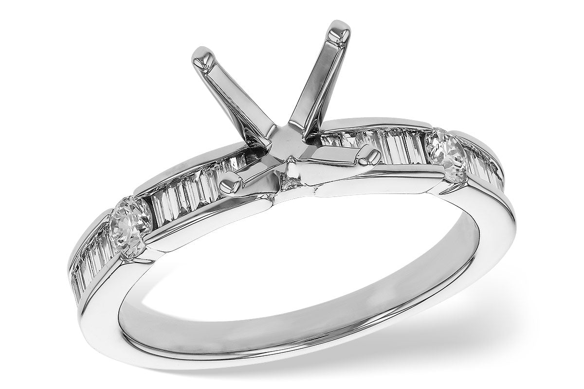 Allison Kaufman Baguette Diamond Engagement Ring Semi-Mount in 14K White Gold, 0.40 ctw