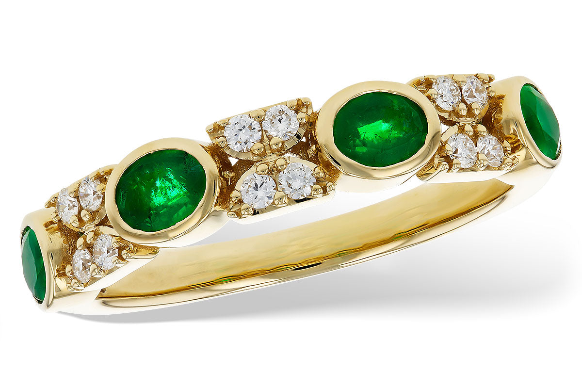Allison Kaufman Emerald & Diamond Wedding Band in 14K Yellow Gold, 0.68 ctw