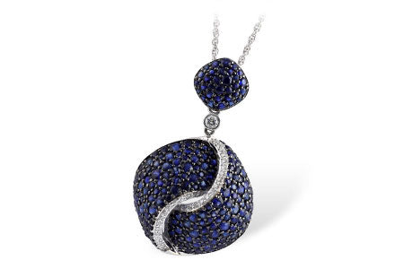 Allison Kaufman Sapphire & Diamond Necklace in 14K White Gold, 6.26 ctw