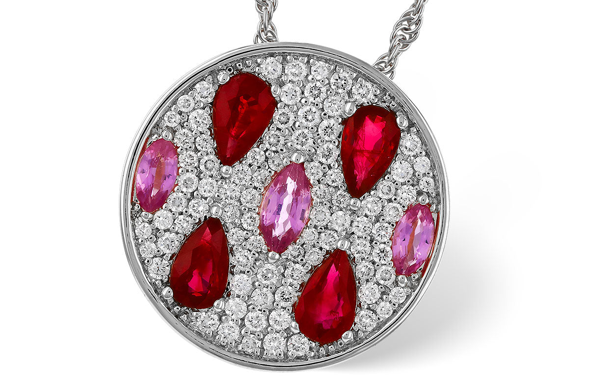 Allison Kaufman Ruby, Pink Sapphire & Diamond Necklace in 14K White Gold, 1.82 ctw