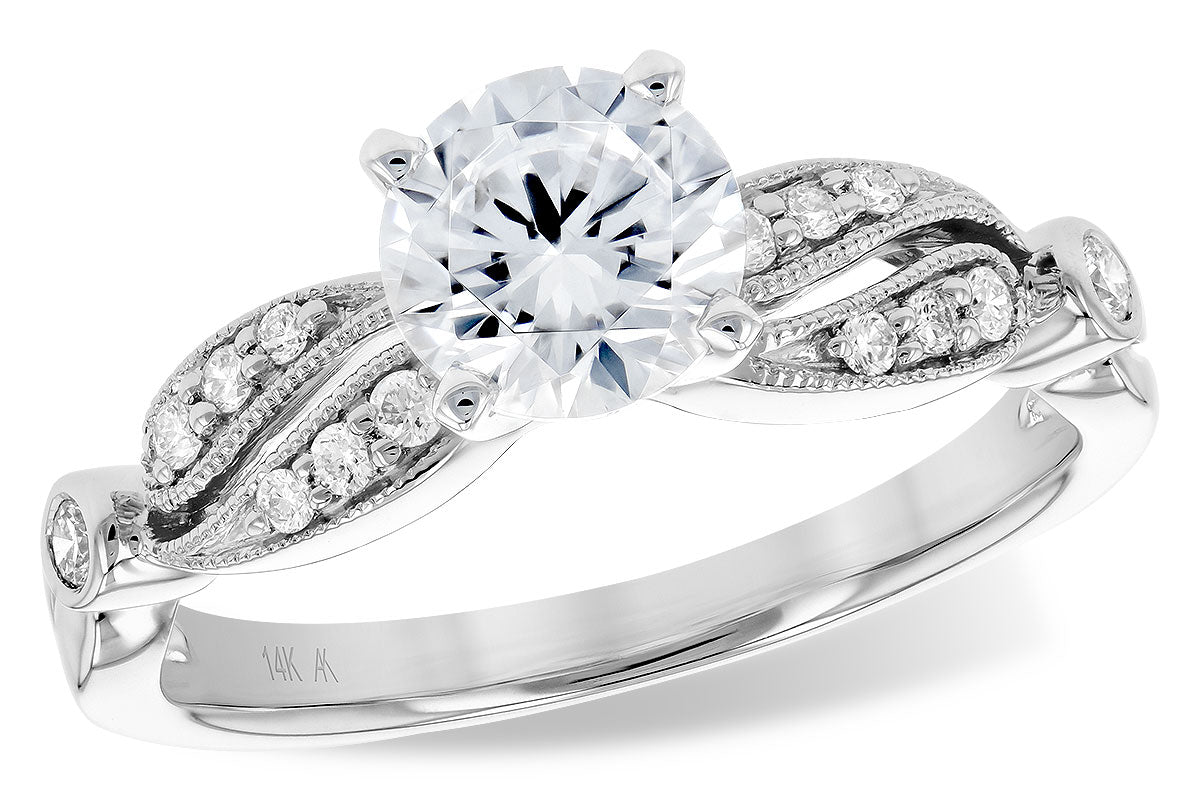 Allison Kaufman Diamond Engagement Ring Semi-Mount in 14K White Gold, 0.16 ctw (L7758)