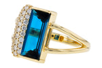 Allison Kaufman London Blue Topaz & Diamond Ring in 14K Yellow Gold, 2.92 ctw, alternate view