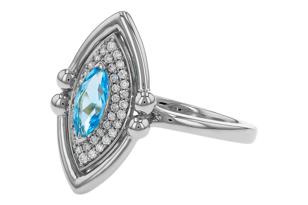 Allison Kaufman Blue Topaz & Diamond Ring in 14K White Gold, 0.70 ctw, alternate view