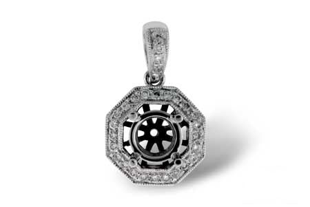 Allison Kaufman Diamond Pendant Semi-Mount in 14K White Gold, 0.14 ctw