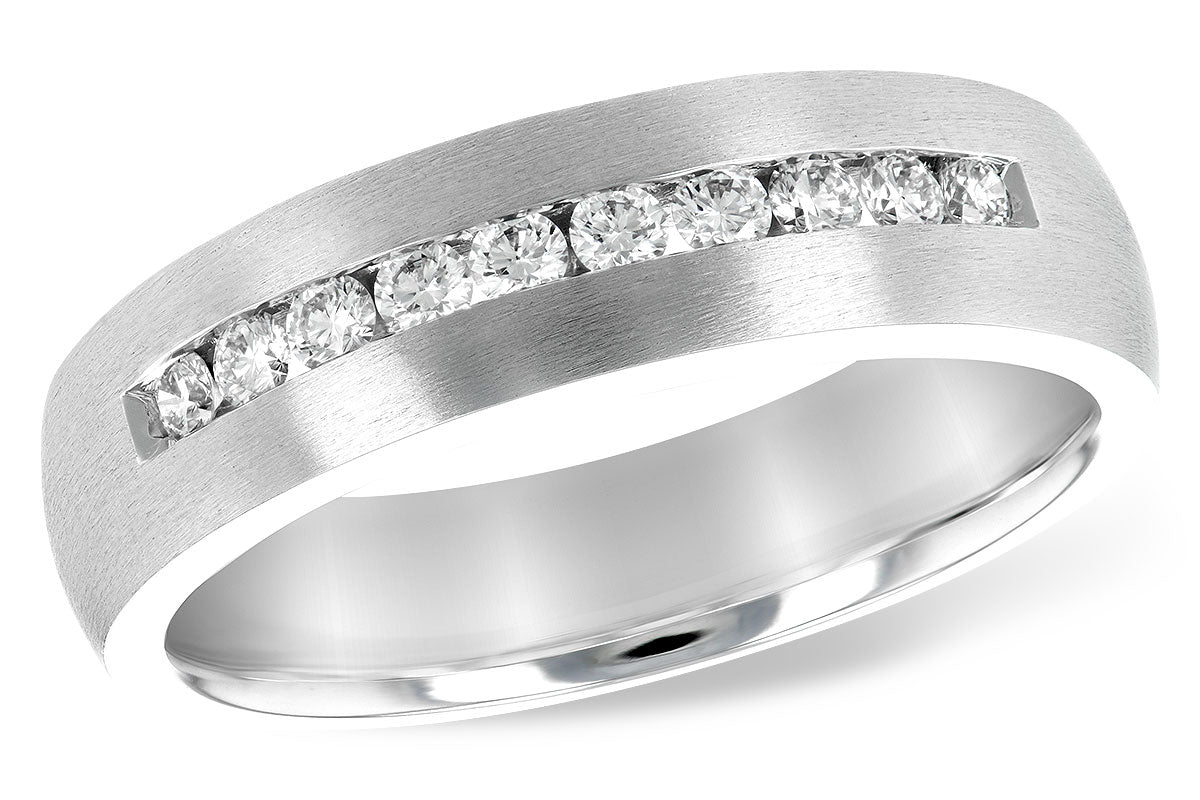 Allison Kaufman Diamond Men's Wedding Band in 14K White Gold, 0.33 ctw