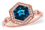 Allison Kaufman London Blue Topaz & Diamond Ring in 14K Rose Gold, 2.14 ctw