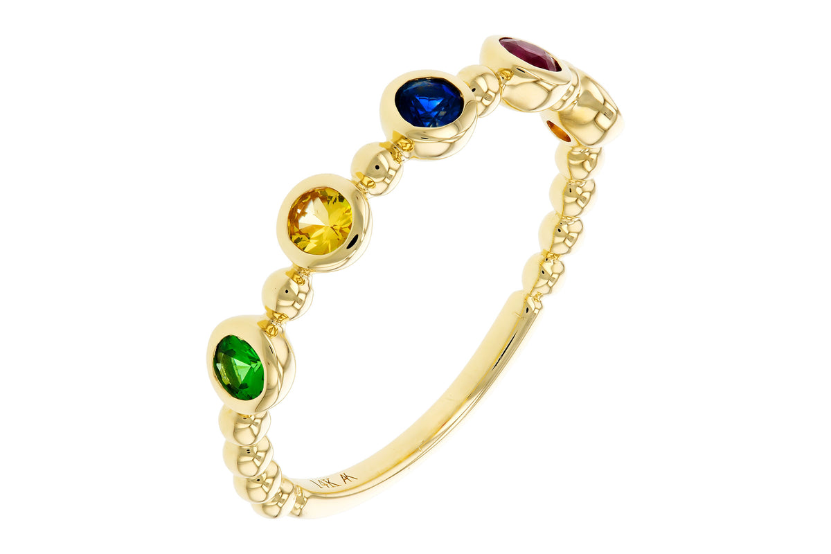 Allison Kaufman Multi-Gemstone Wedding Band in 14K Yellow Gold, 0.52 ctw, alternate view