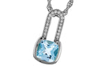Allison Kaufman Blue Topaz & Diamond Necklace in 14K White Gold, 0.95 ctw (N8832)