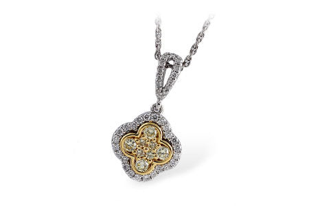 Allison Kaufman Yellow Diamond Necklace in 14K Two-Tone Gold, 0.55 ctw