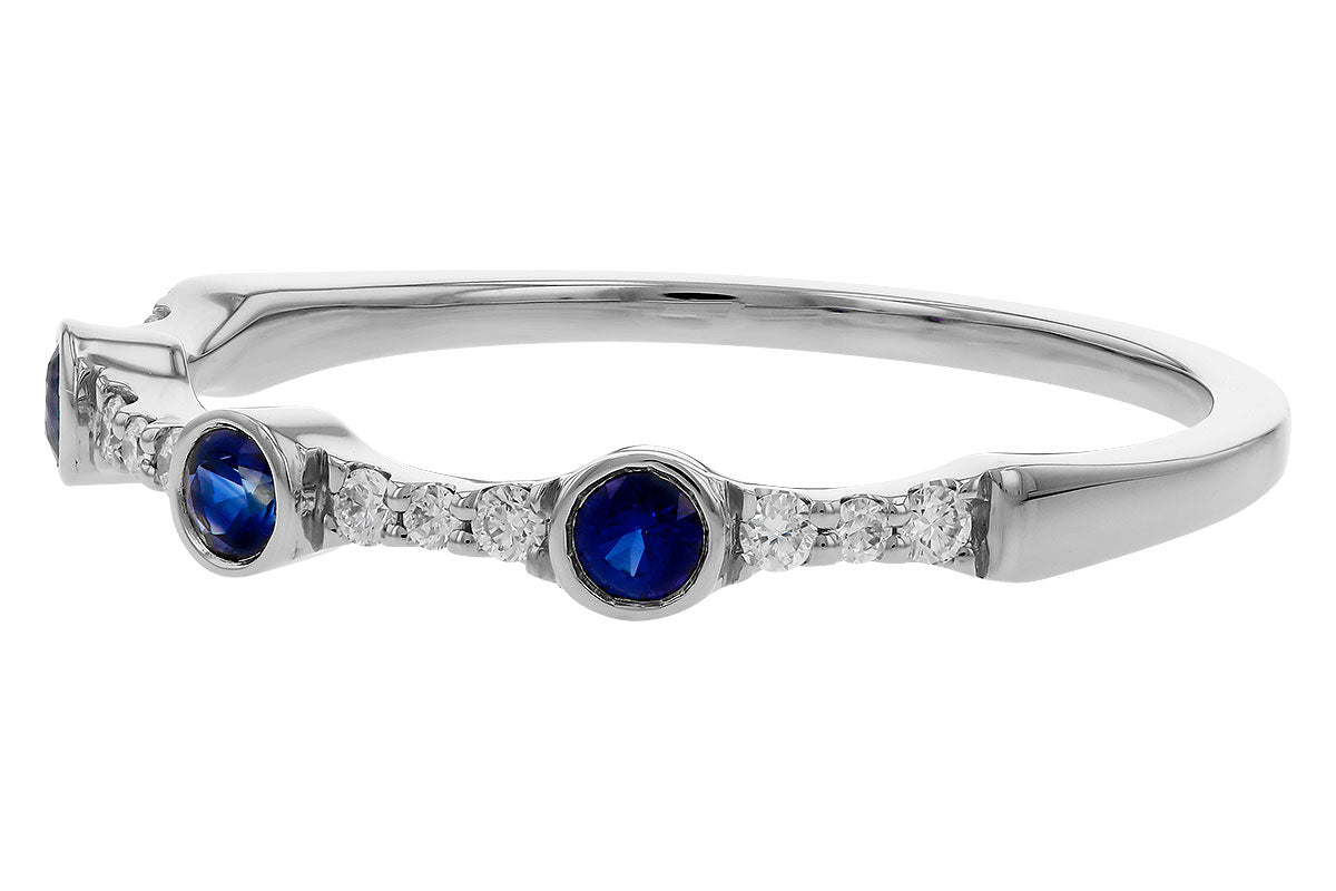 Allison Kaufman Sapphire & Diamond Wedding Band in 14K White Gold, 0.25 ctw, alternate view