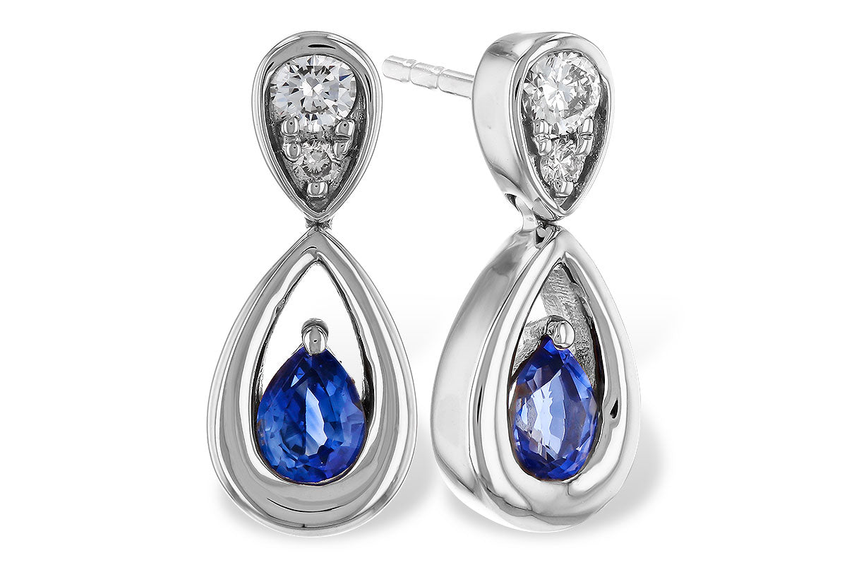 Allison Kaufman Sapphire & Diamond Earrings in 14K White Gold, 0.54 ctw