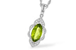 Allison Kaufman Peridot & Diamond Necklace in 14K White Gold, 1.05 ctw