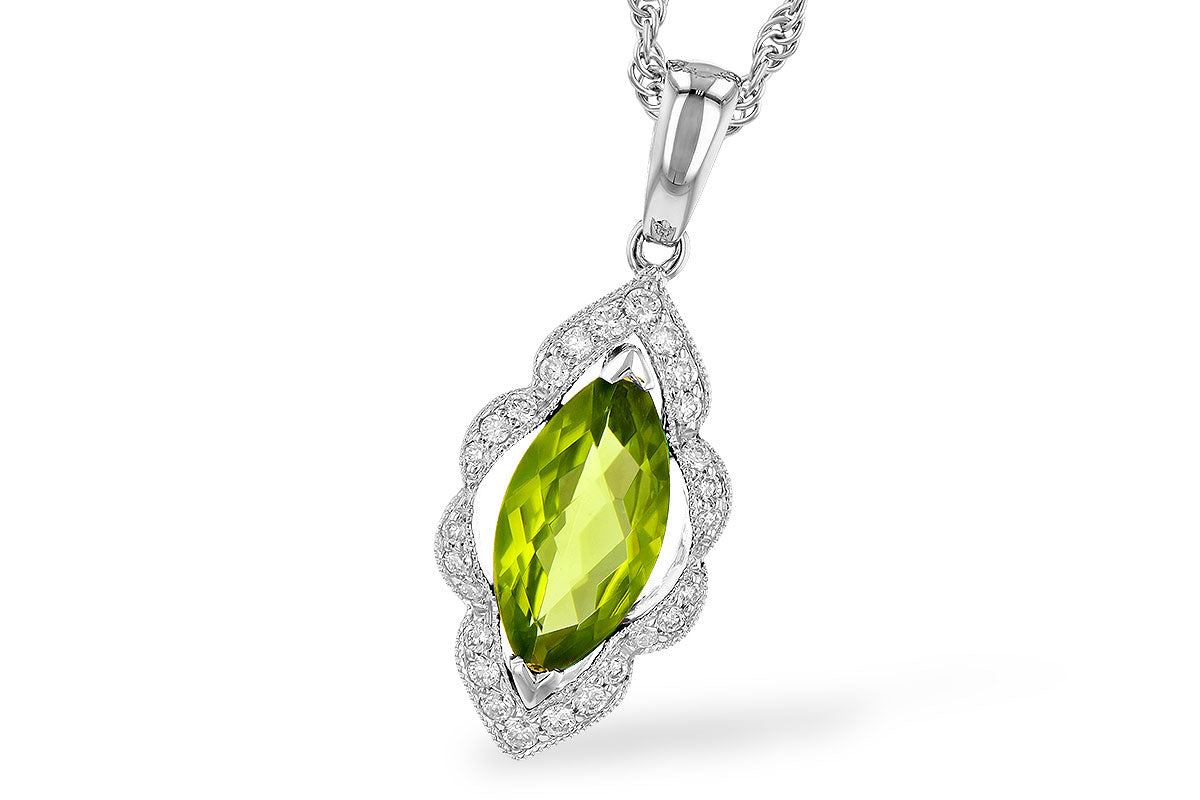 Allison Kaufman Peridot & Diamond Necklace in 14K White Gold, 1.05 ctw