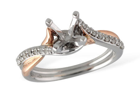 Allison Kaufman Diamond Engagement Ring Semi-Mount in 14K Two-Tone Gold, 0.24 ctw (LR131-24)