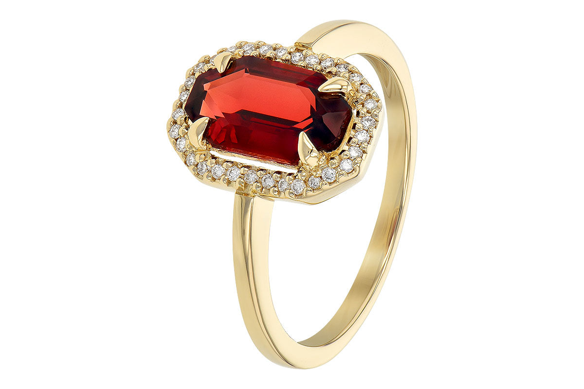 Allison Kaufman Garnet & Diamond Ring in 14K Yellow Gold, 1.75 ctw (D5775), alternate view