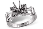 Allison Kaufman Baguette Diamond Engagement Ring Semi-Mount in 18K White Gold, 1.11 ctw