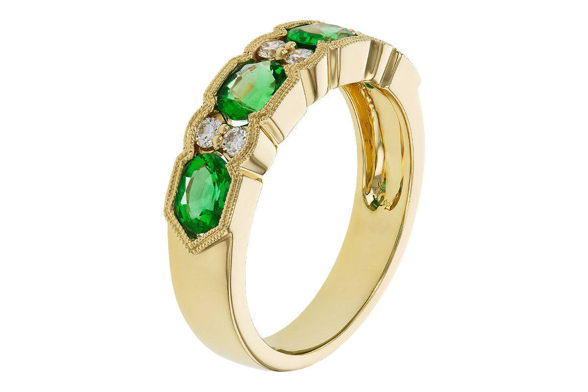 Allison Kaufman Emerald & Diamond Wedding Band in 14K Yellow Gold, 1.38 ctw, alternate view