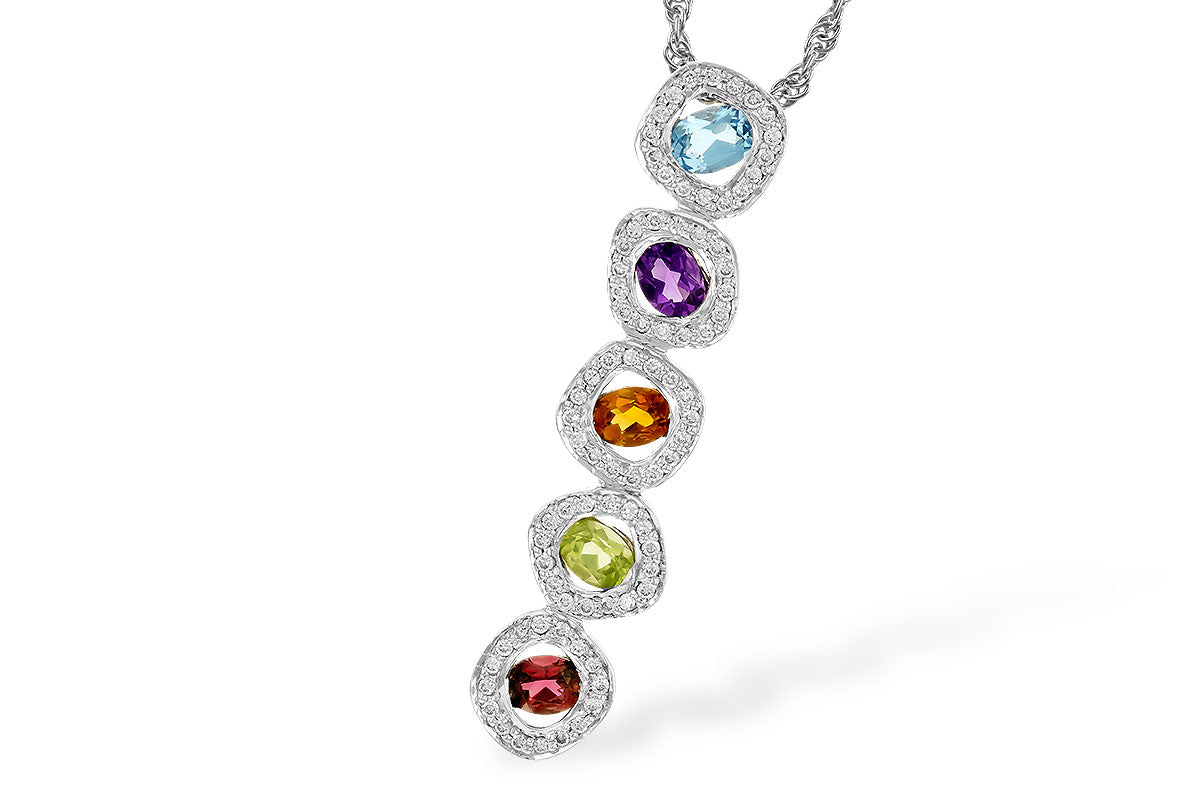 Allison Kaufman Gemstone & Diamond Necklace in 14K White Gold, 0.94 ctw