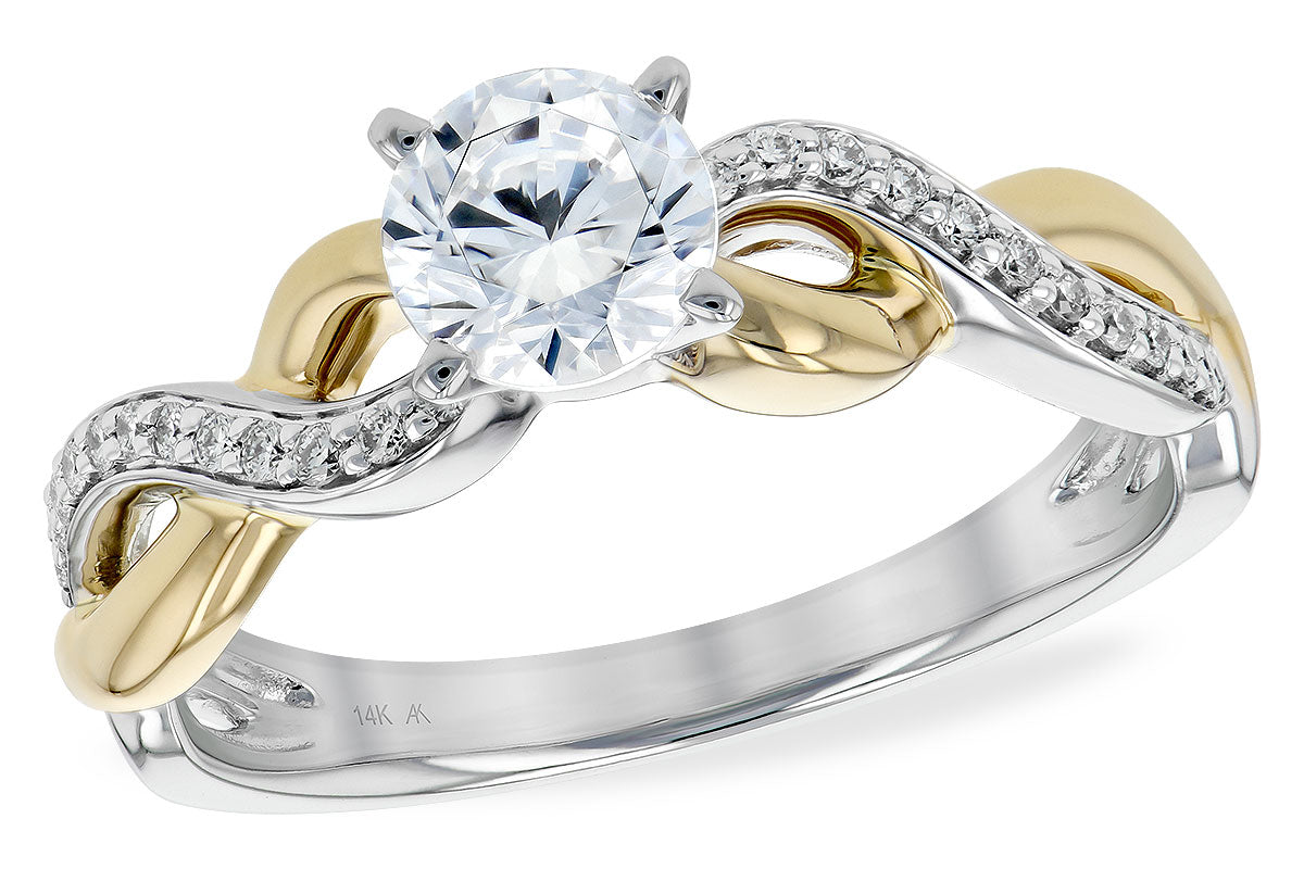 Allison Kaufman Diamond Engagement Ring Semi-Mount in 14K Yellow & White Gold, 0.09 ctw (L7540)