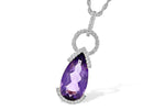 Allison Kaufman Amethyst & Diamond Necklace in 14K White Gold, 2.58 ctw