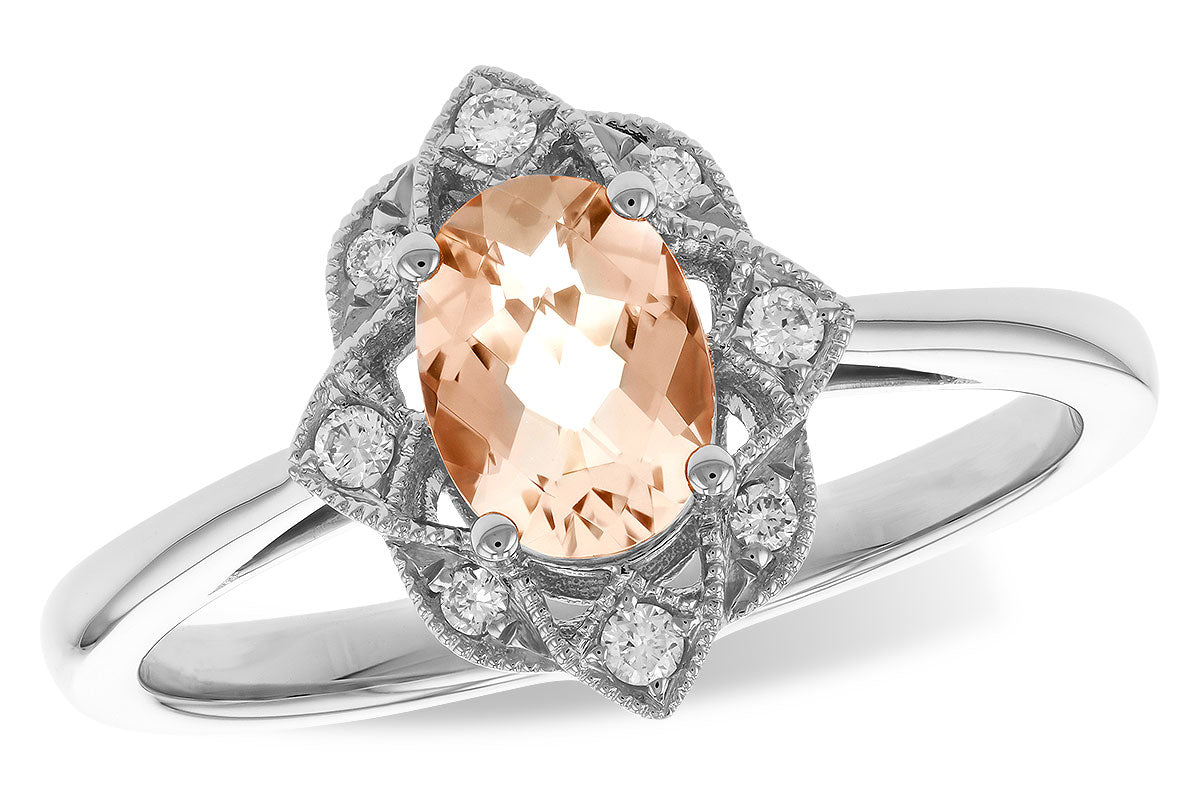 Allison Kaufman Morganite & Diamond Ring in 14K White Gold, 0.70 ctw