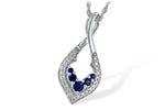 Allison Kaufman Sapphire & Diamond Necklace in 14K White Gold, 0.55 ctw
