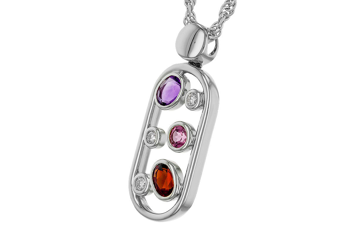 Allison Kaufman Multi-Gemstone & Diamond Necklace in 14K White Gold, 0.46 ctw, alternate view