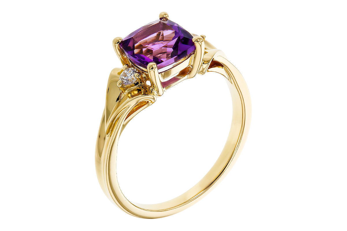 Allison Kaufman Amethyst & Diamond Ring in 14K Yellow Gold, 1.44 ctw, alternate view
